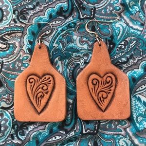 Magpie West Leather Cow Tag Earrings